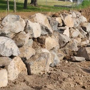 rip rap retaining wall.
